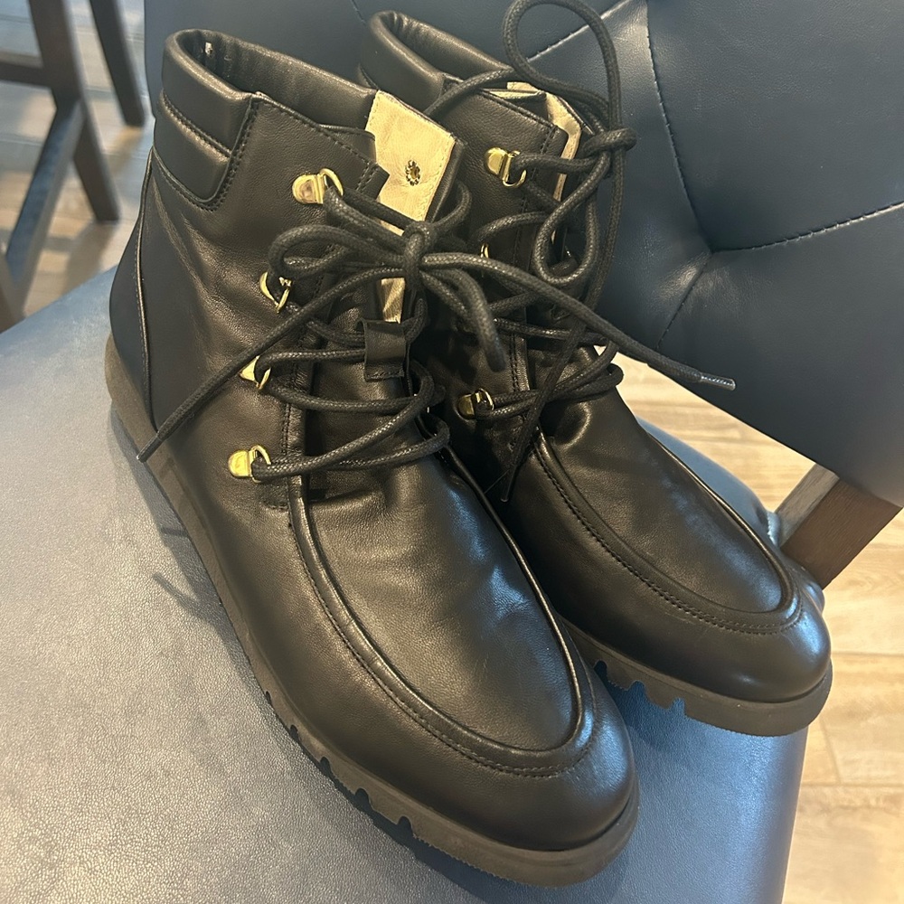AMALFI Rangoni Epiornite Tie Black Parmasoft Ankle Boots Size 10 New